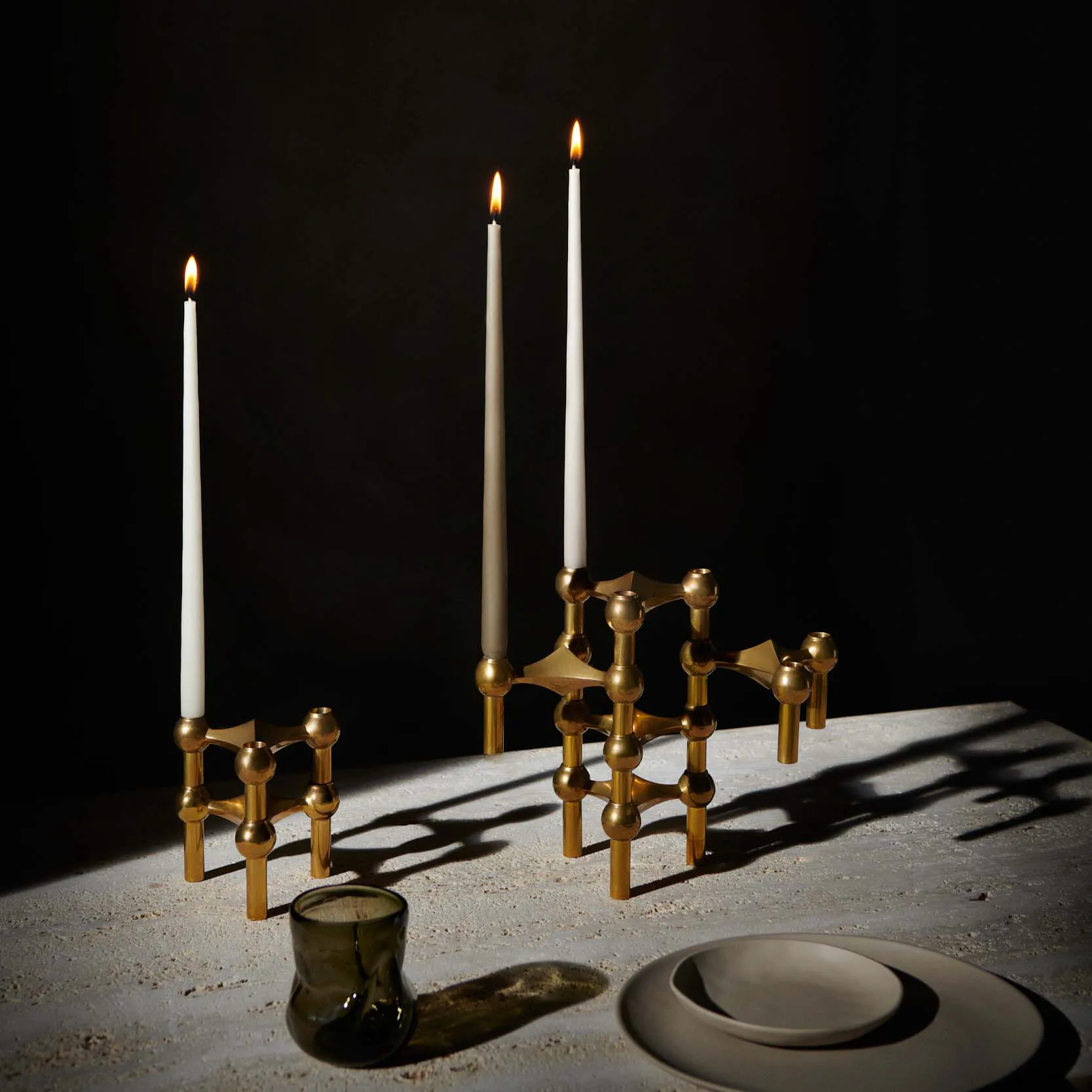 STOFF kegelförmige Kerzen von ester & erik 6er-Pack, Taupe STOFF