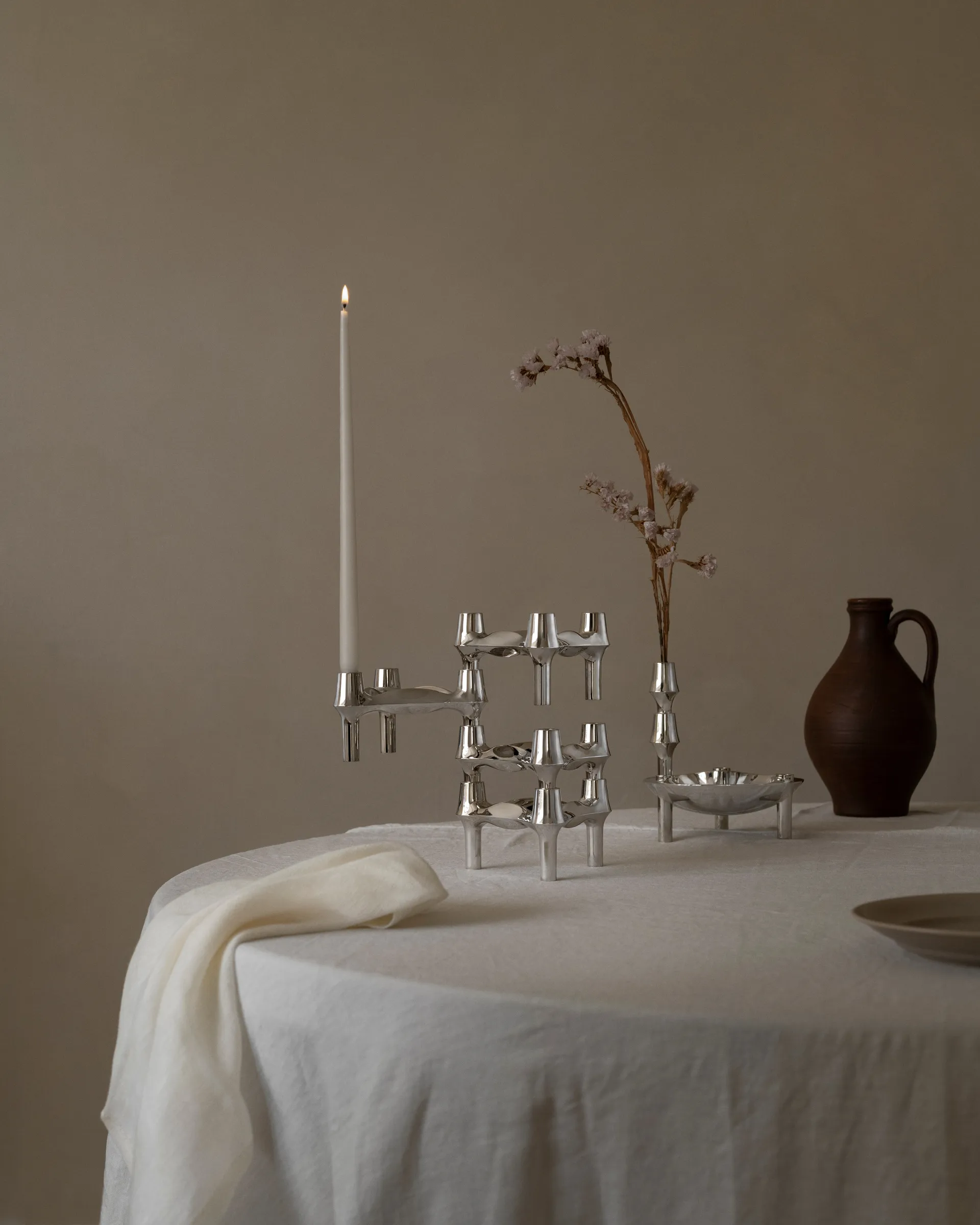 STOFF Nagel BMF Kerzenhalter 3er Pack, Chrom STOFF