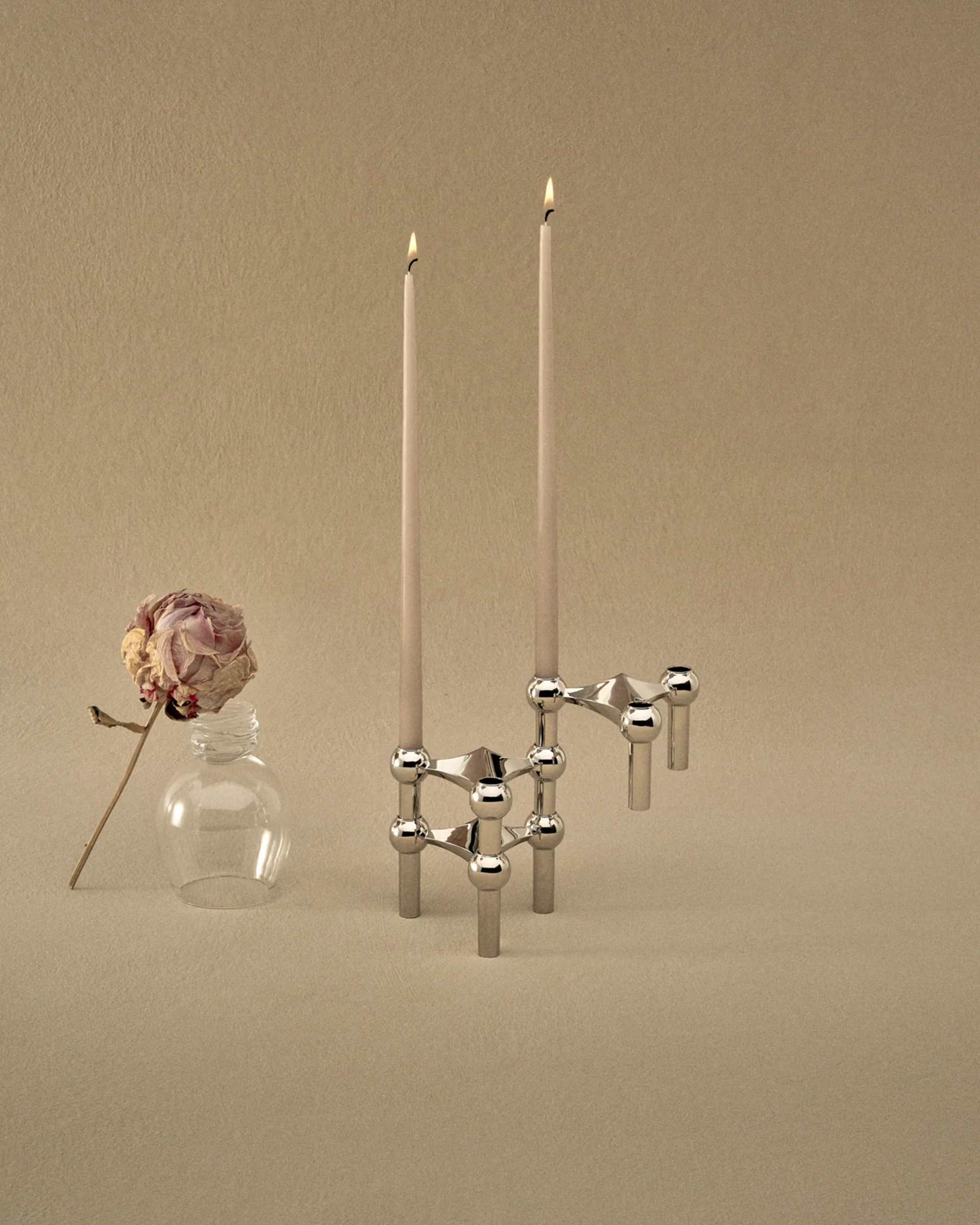 STOFF Nagel Kerzenhalter 3er-Pack, Chrom STOFF