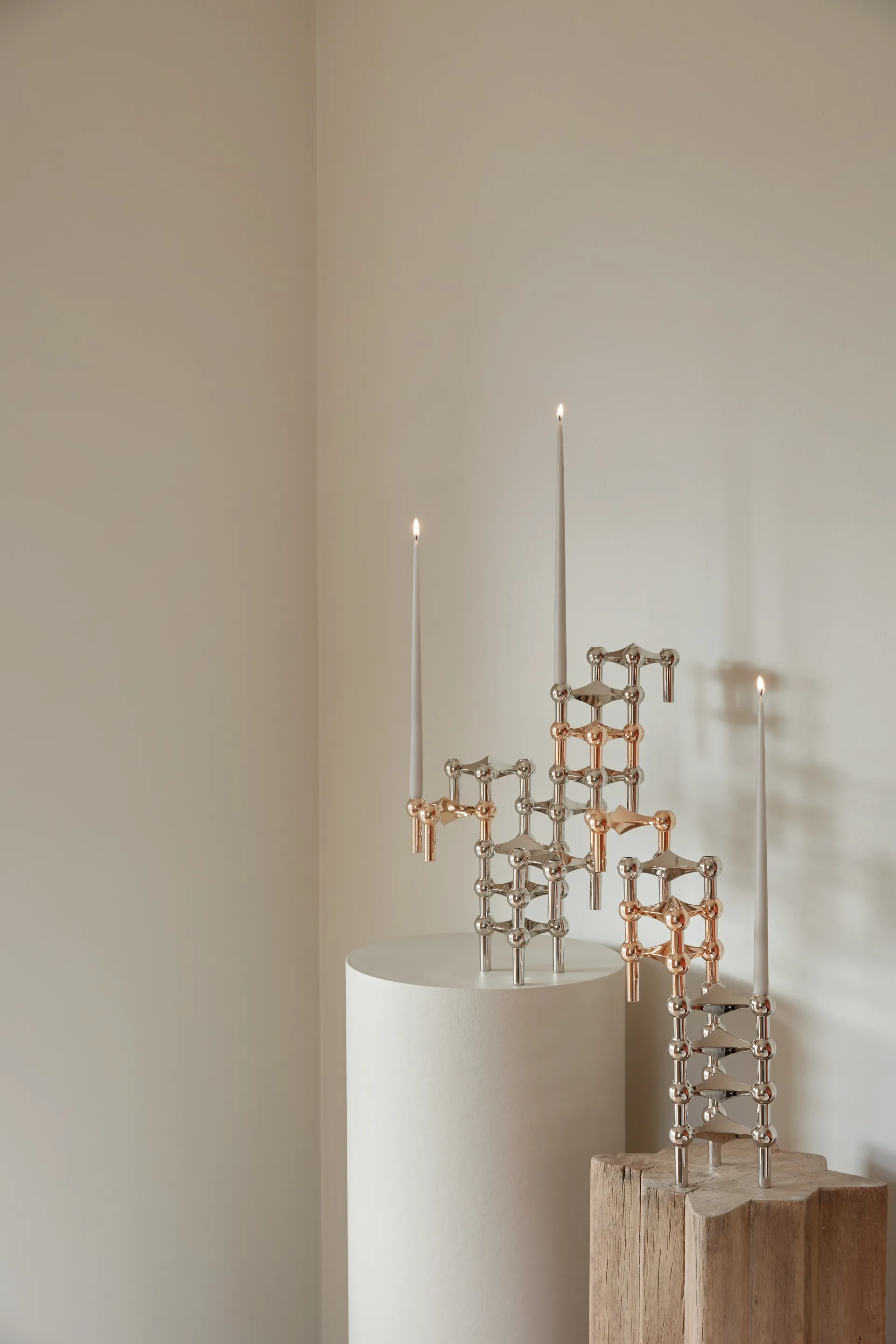STOFF Nagel Kerzenhalter 3er-Pack, Roségold STOFF