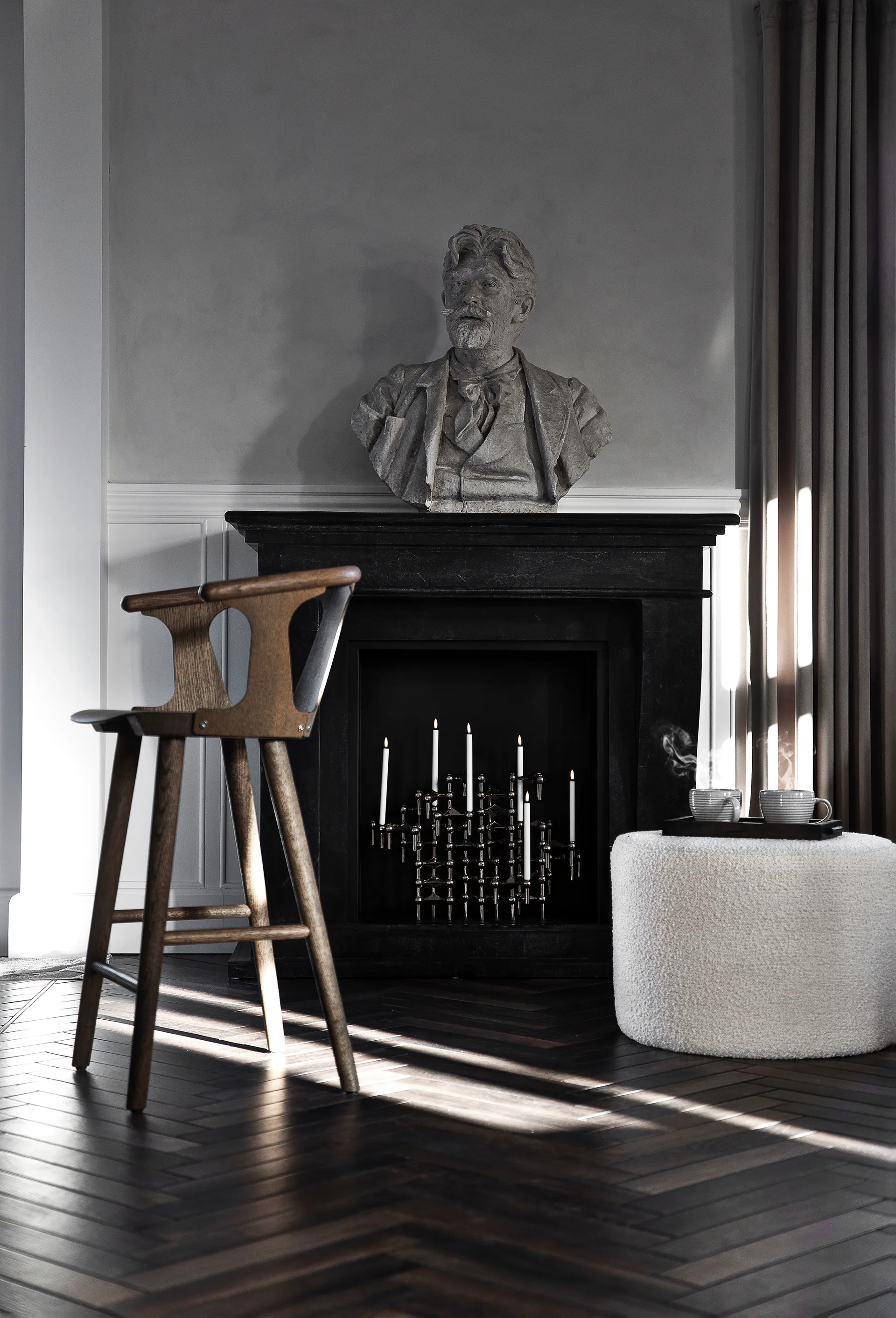 STOFF Nagel Kerzenhalter 3er-Pack, Schwarz-Chrom STOFF