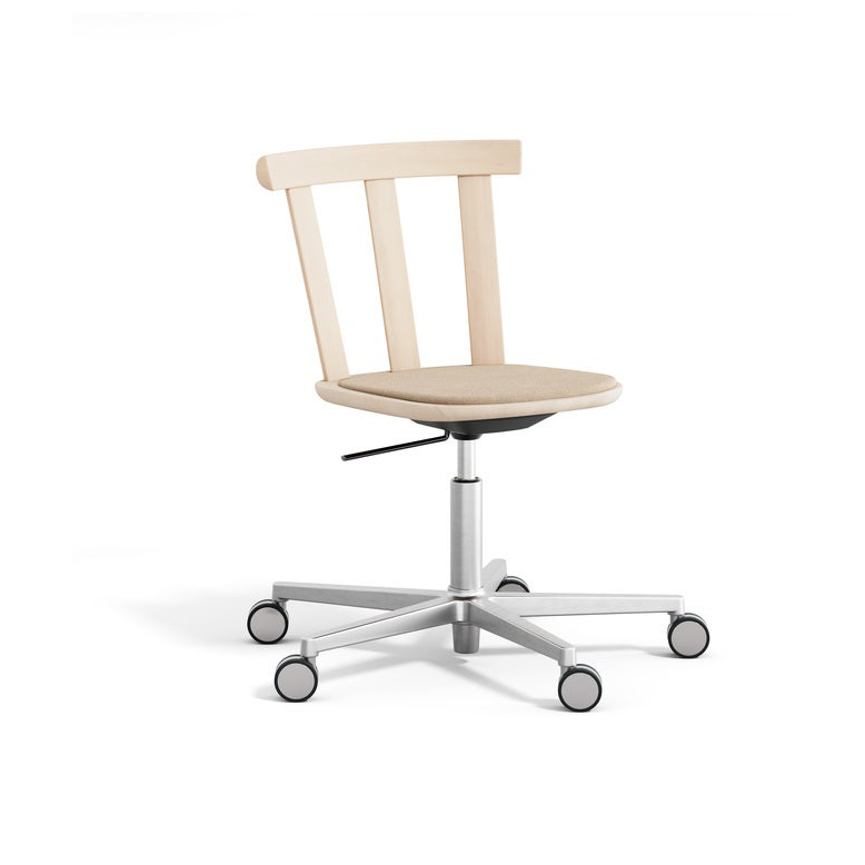 Stolab Alt Drehstuhl mit gepolstertem Sitz Birke Hallingdal 65-200 beige-Leichter mattlackiert