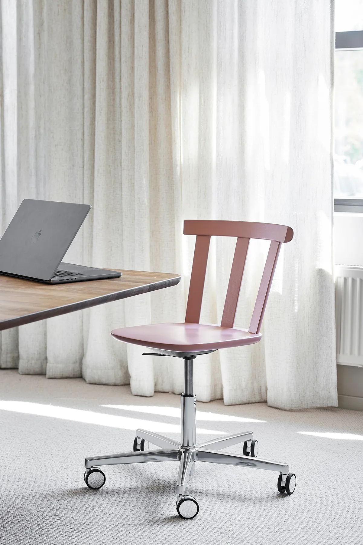 Alt Drehstuhl mit gepolstertem Sitz Birke, Vidar 4, 633 pink-malva 27 Stolab