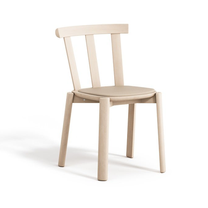 Stolab Alt Stuhl mit gepolstertem Sitz Birke Hallingdal 65-200 beige-Leichter mattlackiert