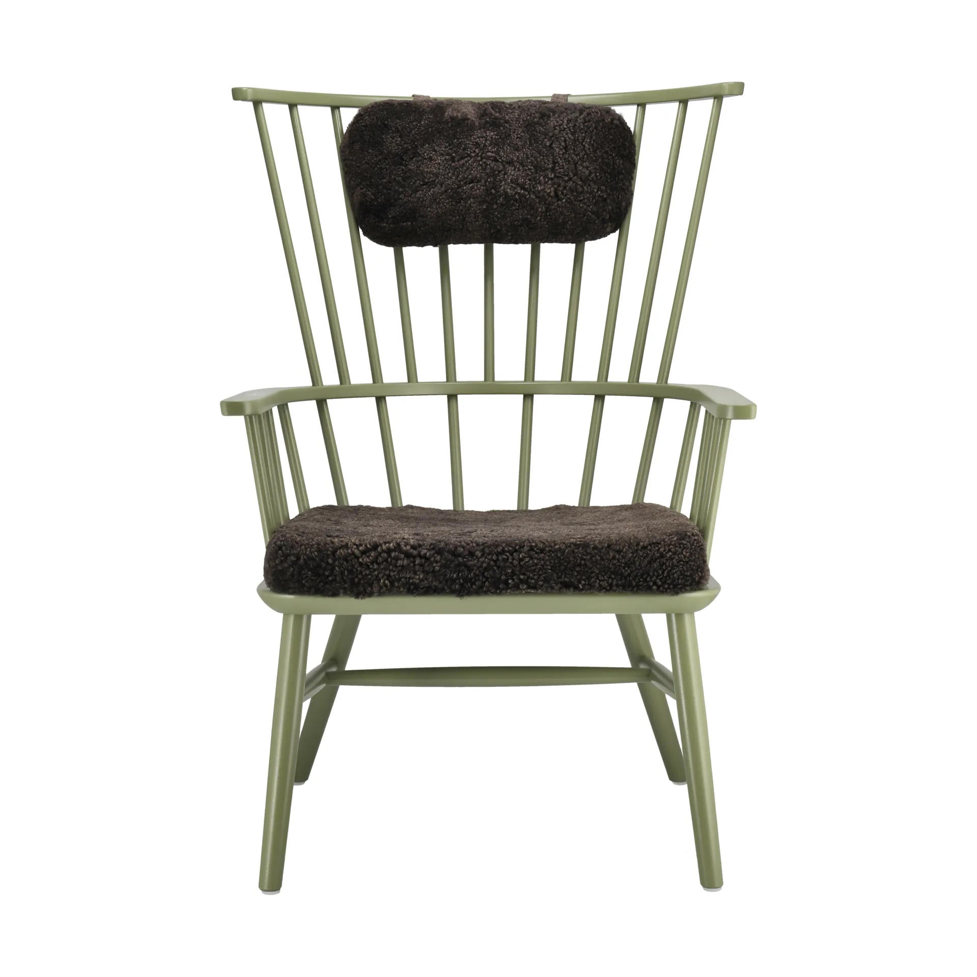 Henriette Sessel mit Sesselkissen & Nackenkissen Olive green-Espresso,  Stolab
