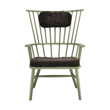 Henriette Sessel mit Sesselkissen & Nackenkissen Olive green-Espresso - Stolab