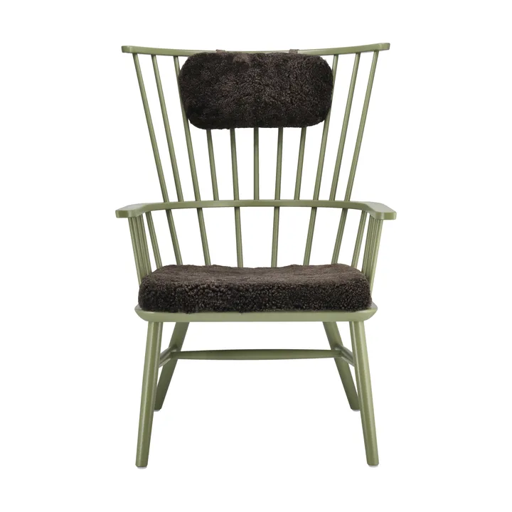 Henriette Sessel mit Sesselkissen & Nackenkissen Olive green-Espresso - Stolab