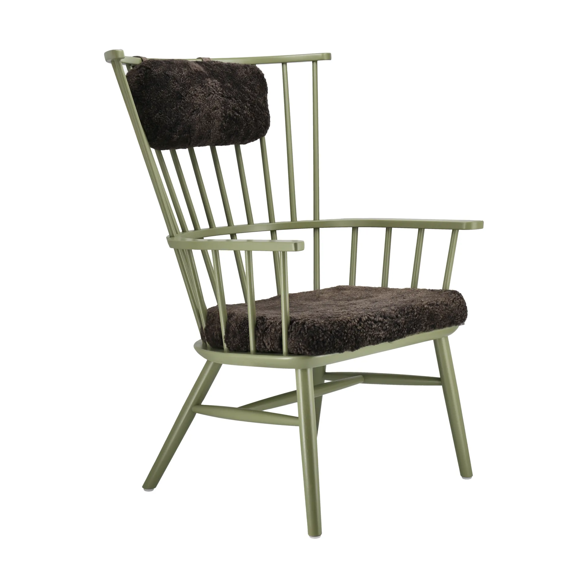 Henriette Sessel mit Sesselkissen & Nackenkissen Olive green-Espresso,  Stolab