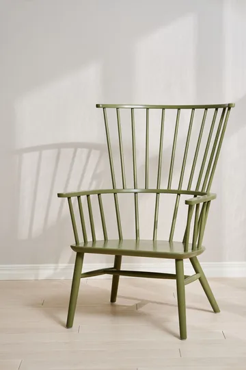Henriette Sessel mit Sesselkissen & Nackenkissen Olive green-Espresso - Stolab