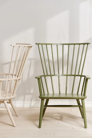 Henriette Sessel mit Sesselkissen & Nackenkissen Olive green-Espresso - Stolab