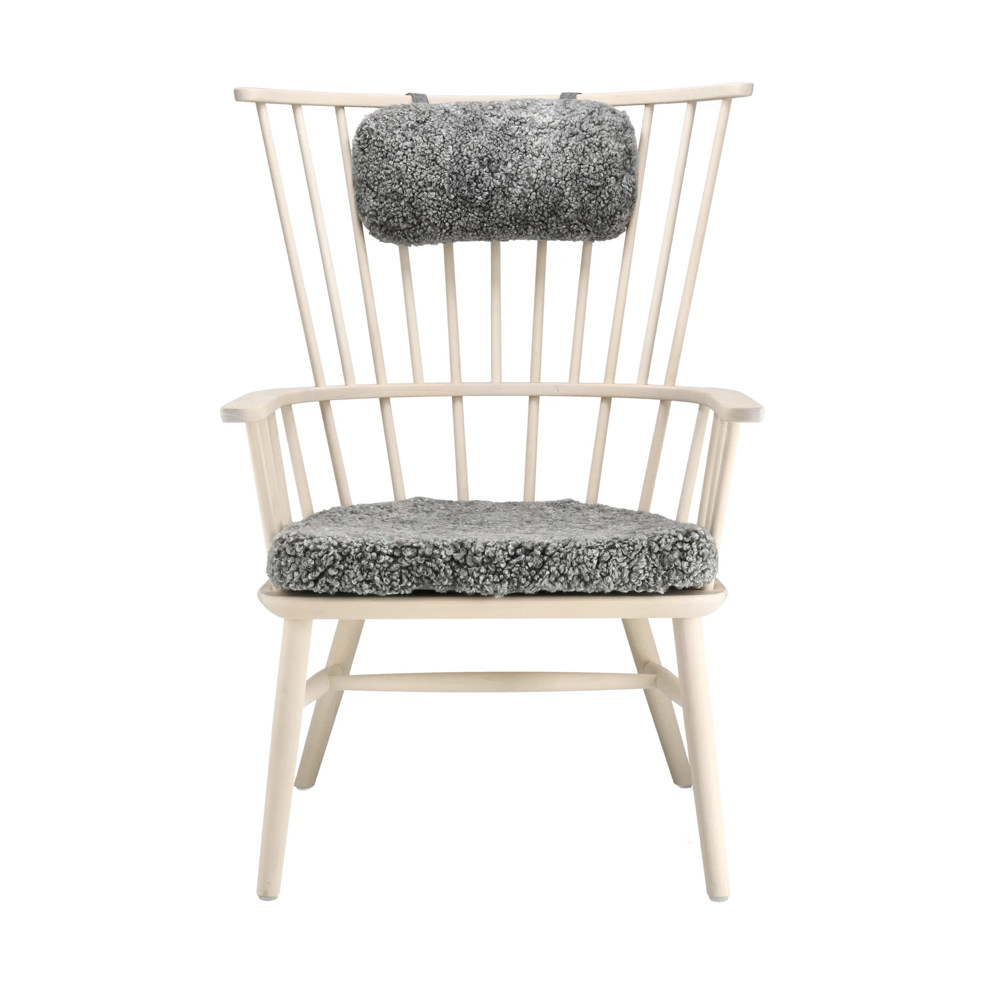 Henriette Sessel mit Sesselkissen & Nackenkissen White oiled-Scand. grey,  Stolab