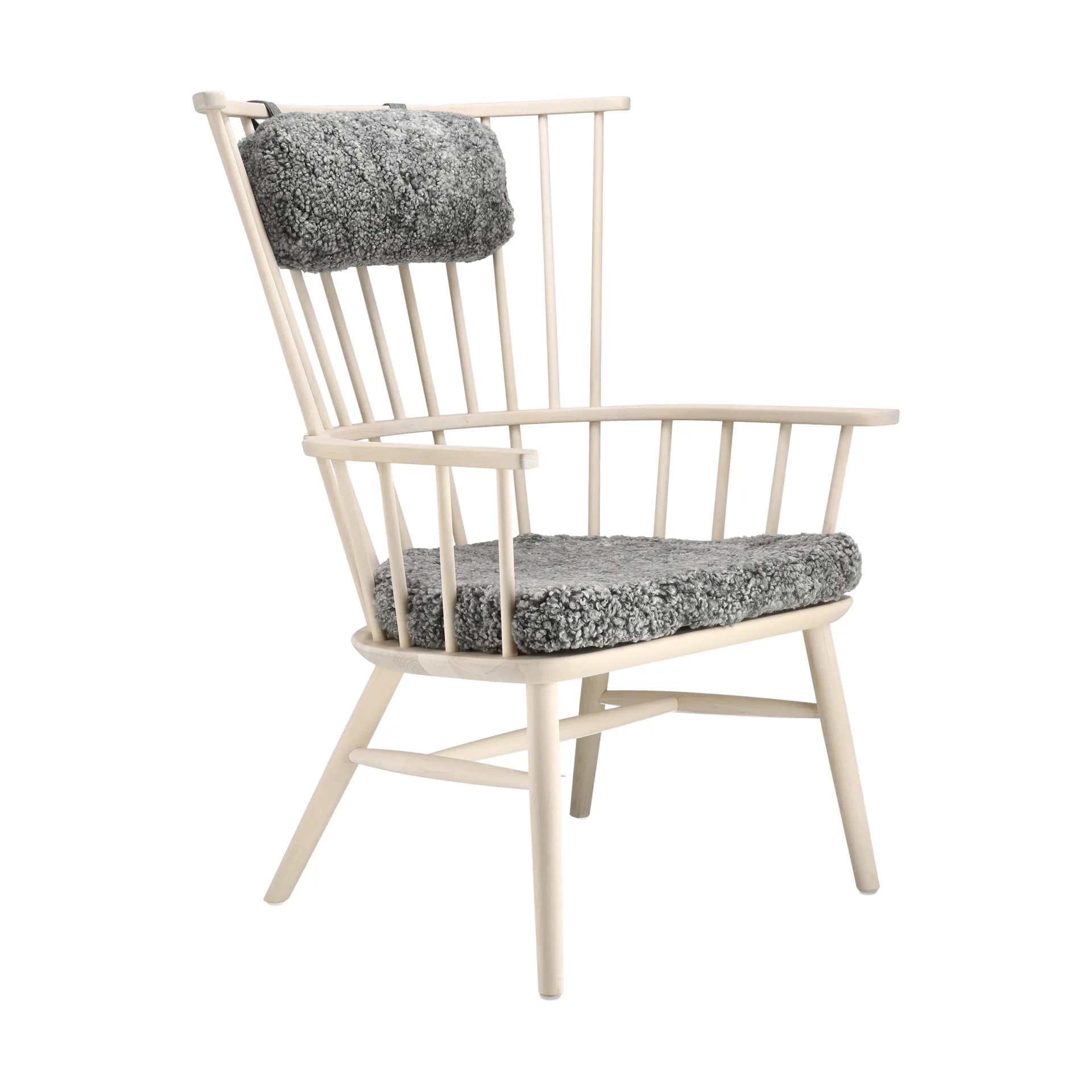Henriette Sessel mit Sesselkissen & Nackenkissen White oiled-Scand. grey,  Stolab