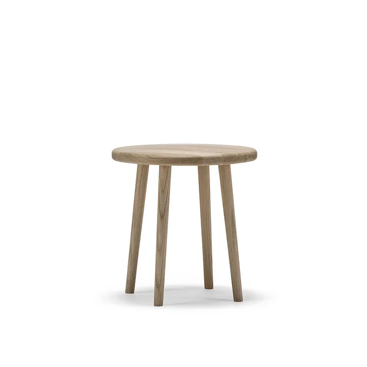 Miss Button runder Hocker - Eiche weiß geölt, niedrig, Ø44x45 cm - Stolab