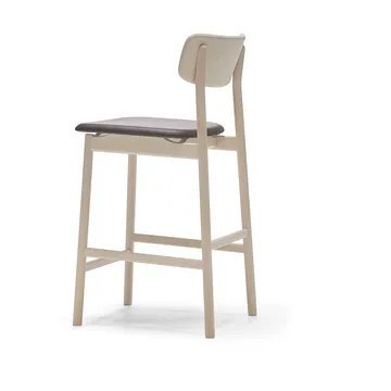 Prima Vista Barstuhl - Leder Elmosoft Dunkelbraun, hell lackiertes Birkenholzgestell, 65 cm - Stolab