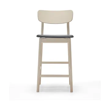 Prima Vista Barstuhl - Leder Elmosoft Schwarz-helles mattlackiertes Birkenholzgestell, 65 cm - Stolab