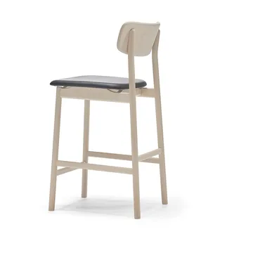 Prima Vista Barstuhl - Leder Elmosoft Schwarz-helles mattlackiertes Birkenholzgestell, 65 cm - Stolab