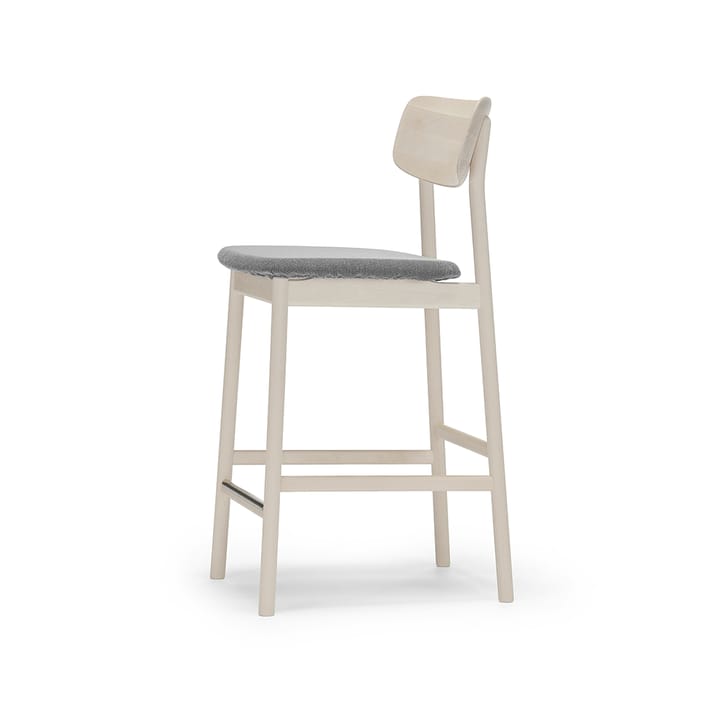 Prima Vista Barstuhl - Stoff blues 9202 braun/beige, birkenholzgestell weiß geölt - Stolab