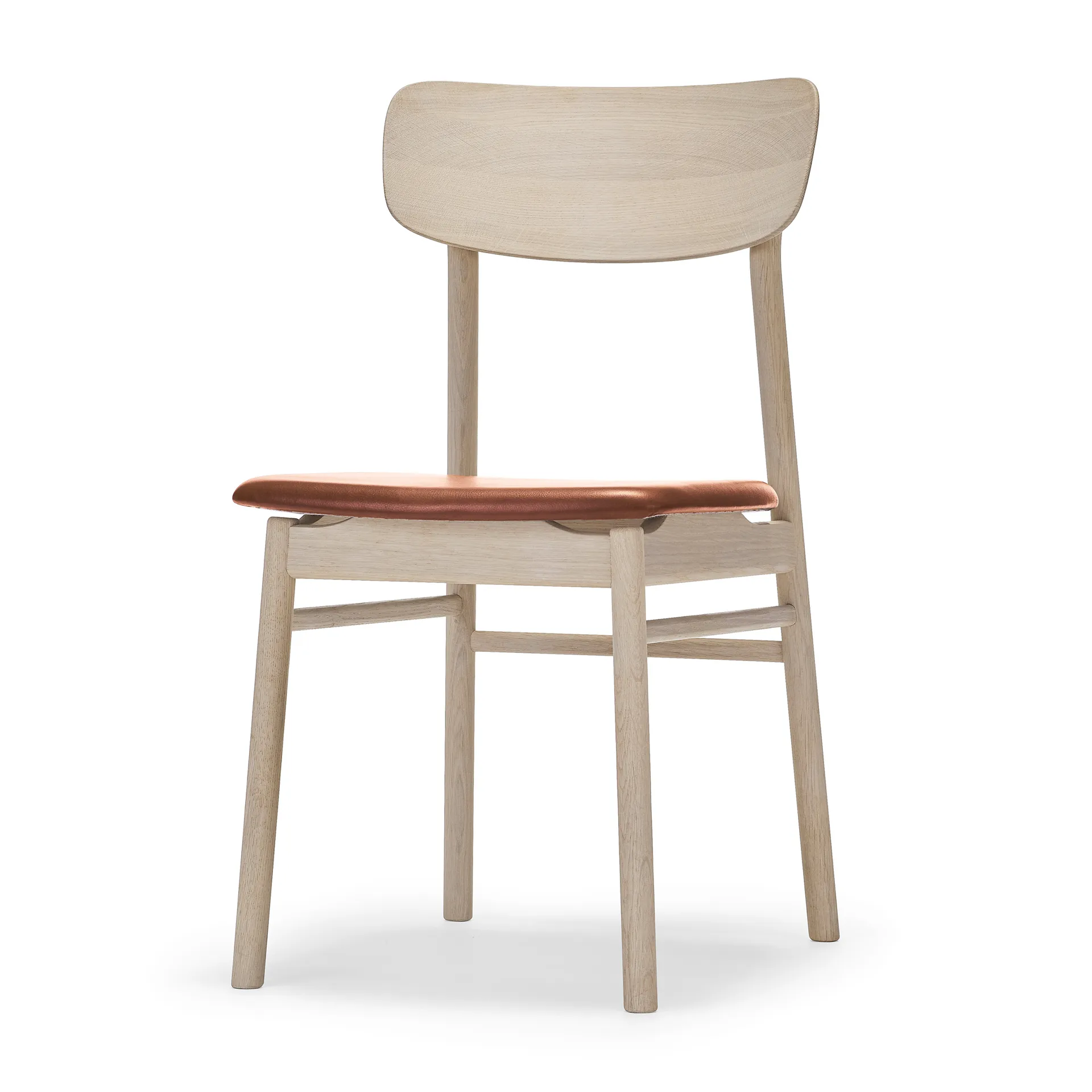 Prima Vista Stuhl Birke Kerze matt lackiert, Birke hell mattlackiert, Leder elmotique 43807 cognac Stolab