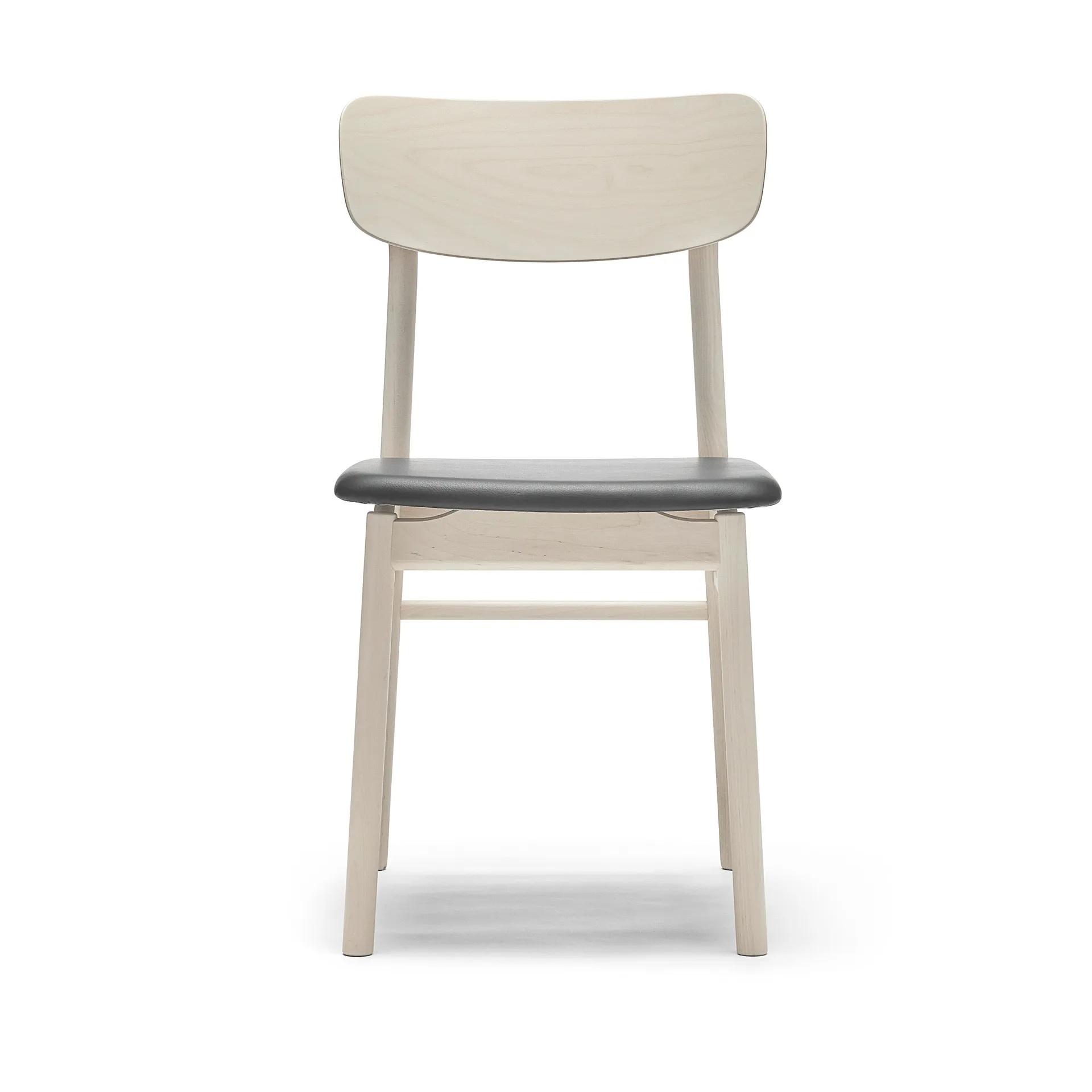 Prima Vista Stuhl Birke Kerze matt lackiert, Leder Elmosoft VII 99001 black Stolab