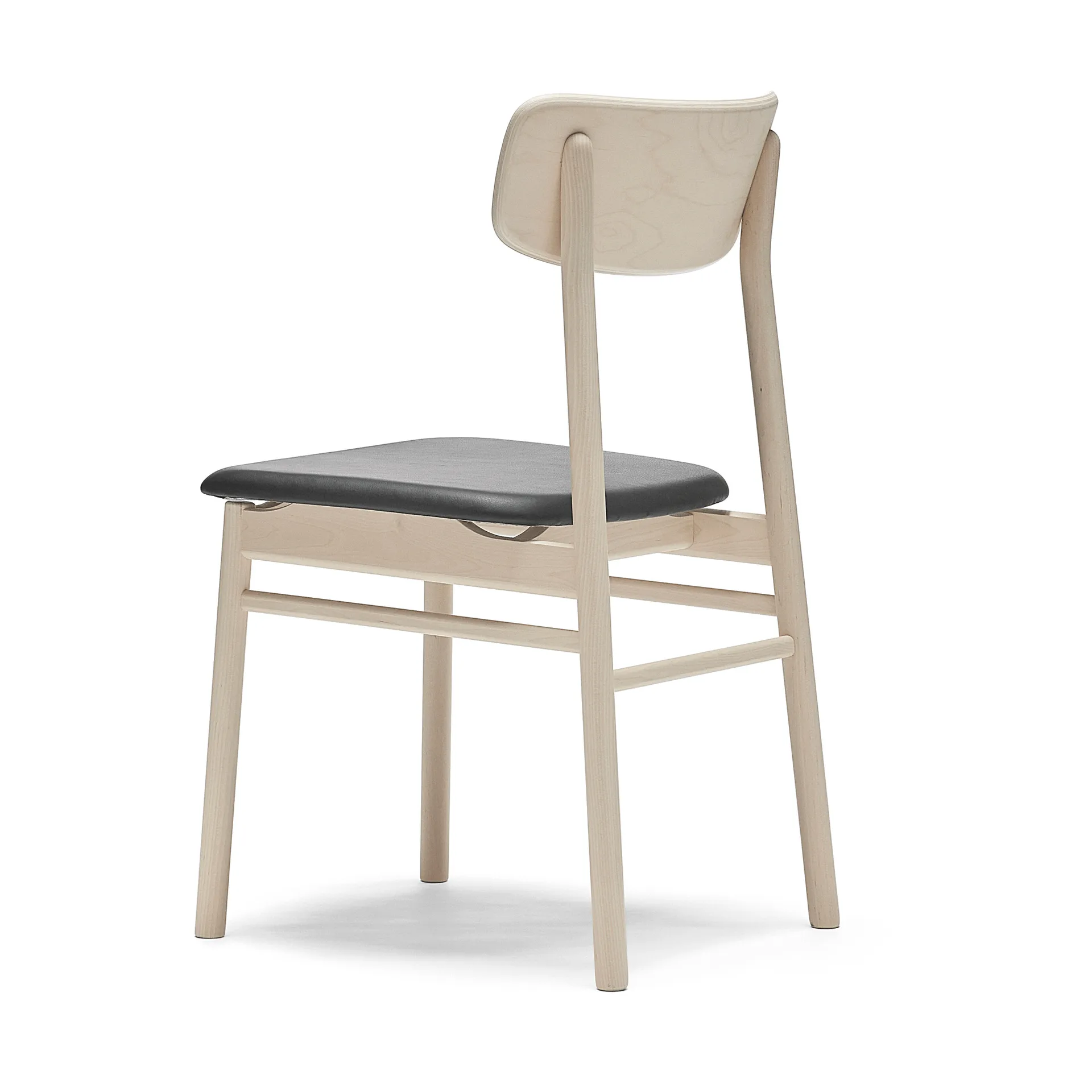 Prima Vista Stuhl Birke Kerze matt lackiert, Leder Elmosoft VII 99001 black Stolab