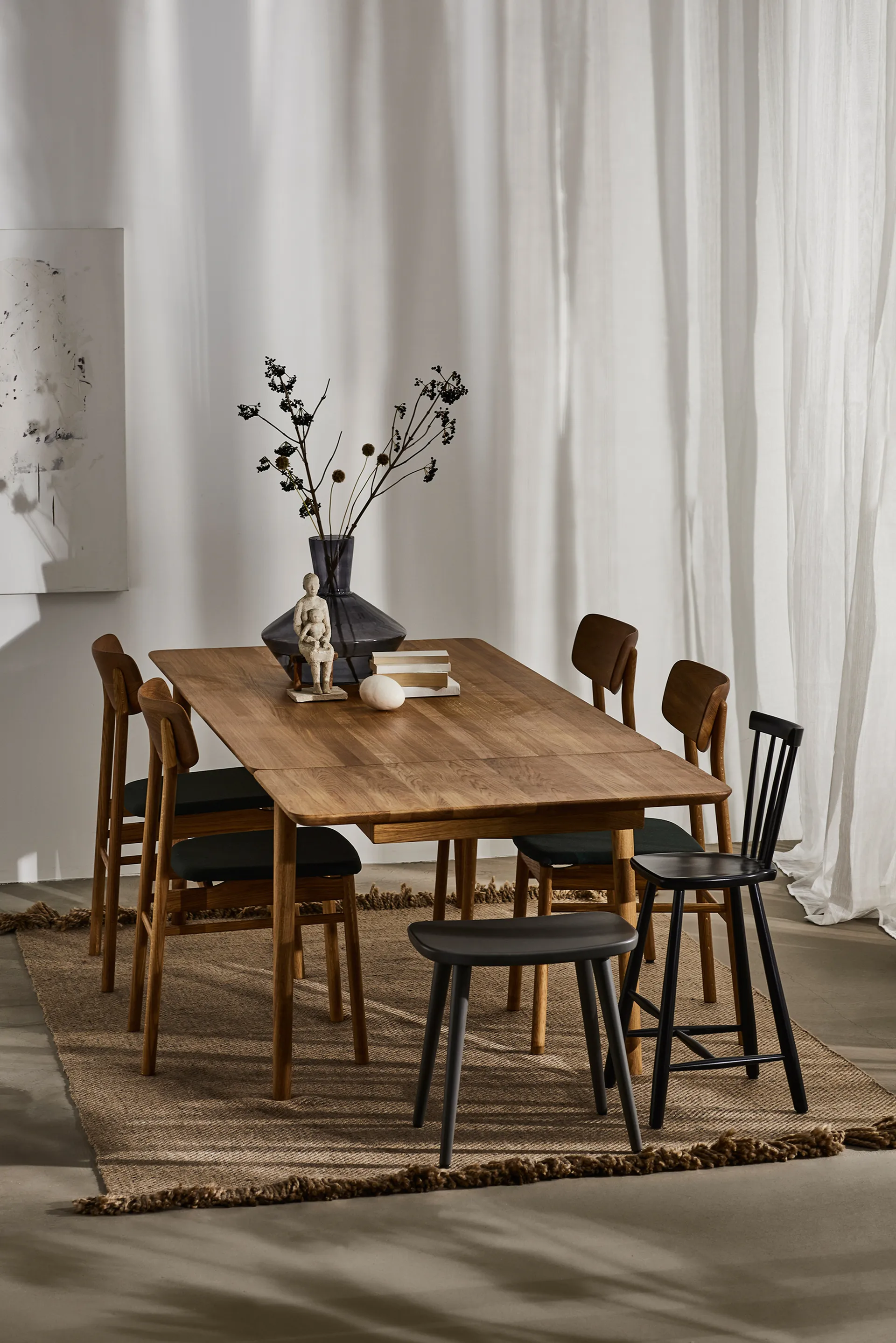 Prima Vista Stuhl geölte Eiche, Leder elmotique 99001 Schwarz Stolab