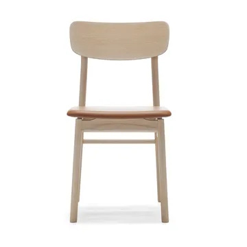 Prima Vista Stuhl Kerze mattlackierte Eiche - Leder Elmosoft 43807 cognac - Stolab