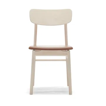 Prima Vista Stuhl weißgeölte Birke - Leder Elmosoft 43807 cognac - Stolab