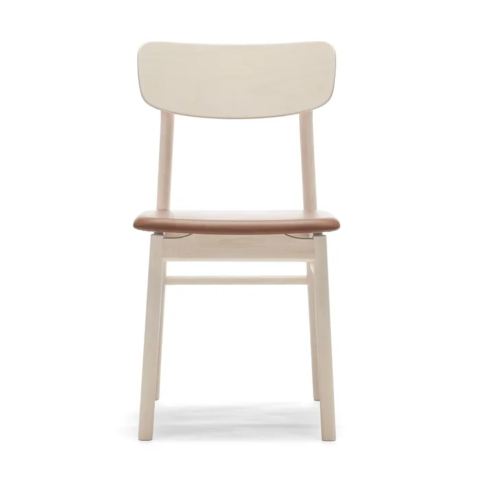 Prima Vista Stuhl weißgeölte Birke - Leder Elmosoft 43807 cognac - Stolab