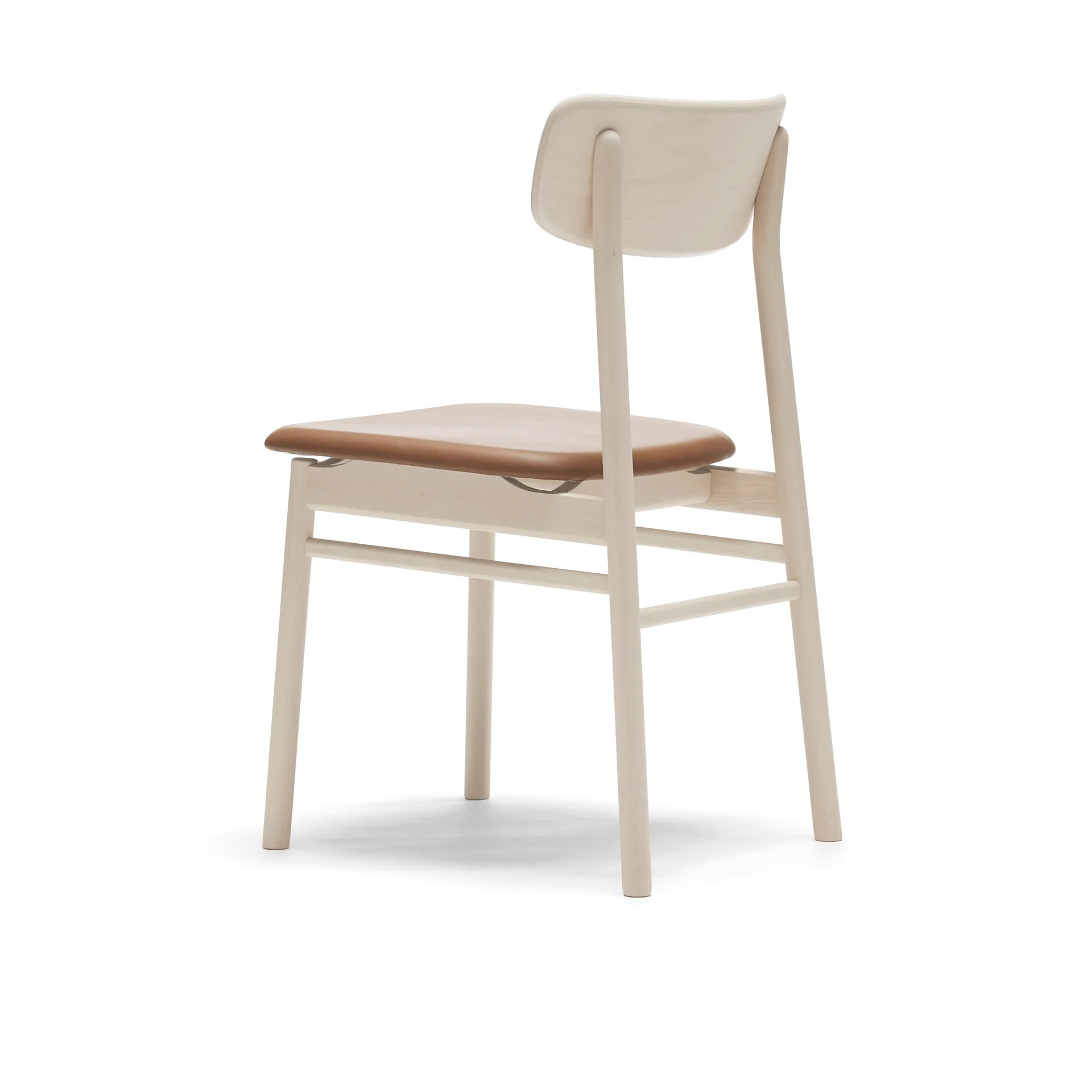 Prima Vista Stuhl weißgeölte Birke, Leder Elmosoft 43807 cognac Stolab