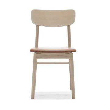 Prima Vista Stuhl weißgeölte Eiche - Leder Elmosoft 43807 cognac - Stolab