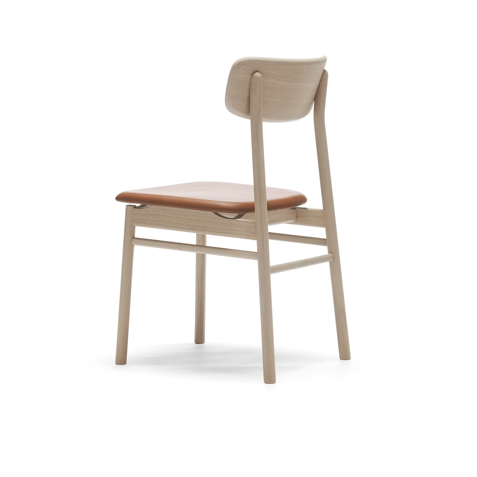 Prima Vista Stuhl weißgeölte Eiche, Leder Elmosoft 43807 cognac Stolab