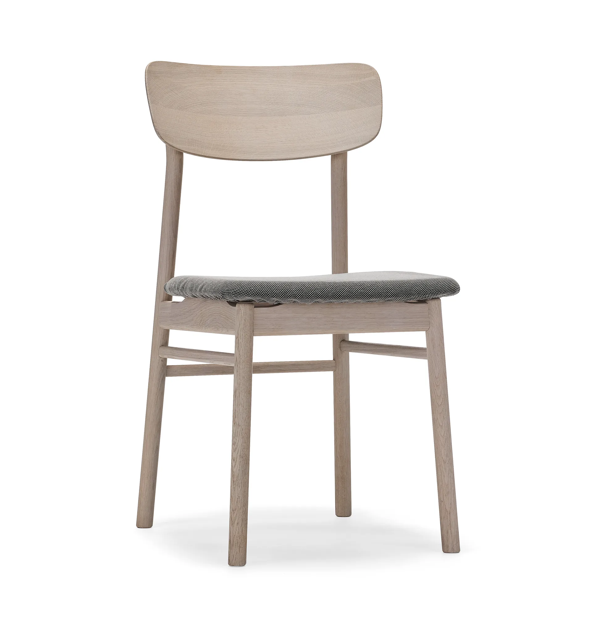 Prima Vista Stuhl weißgeölte Eiche, Tyg blues 9202 Braun-beige Stolab
