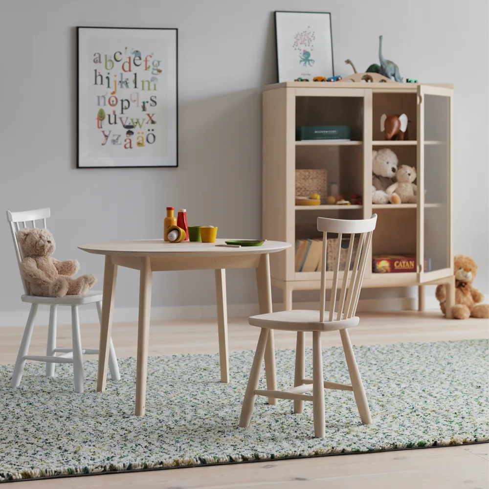 Prio Schrank hoch, Birke weiß geölt, Glastüre Stolab