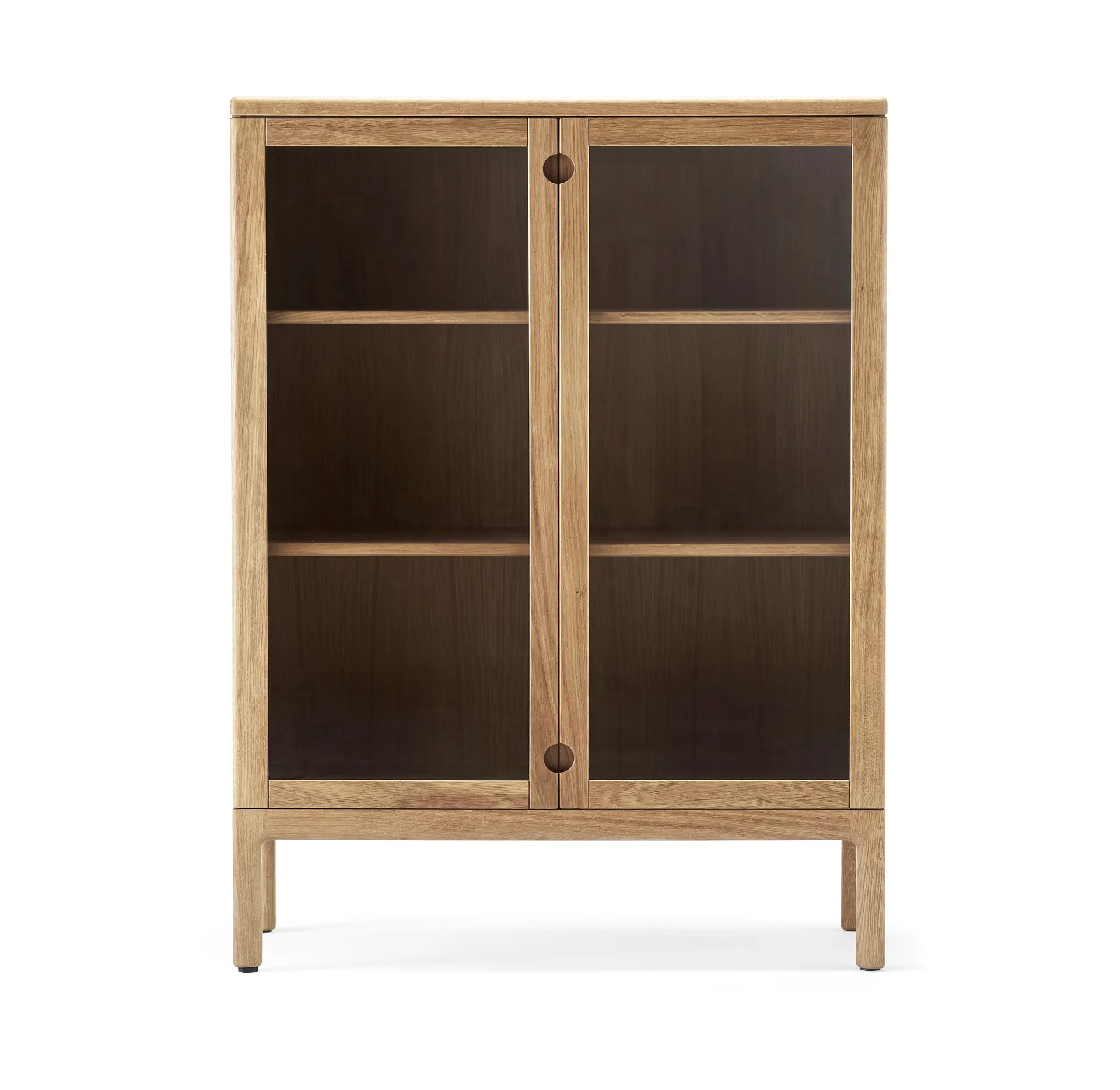 Prio Schrank hoch, Eiche natürlich geölt, Glastüre Stolab