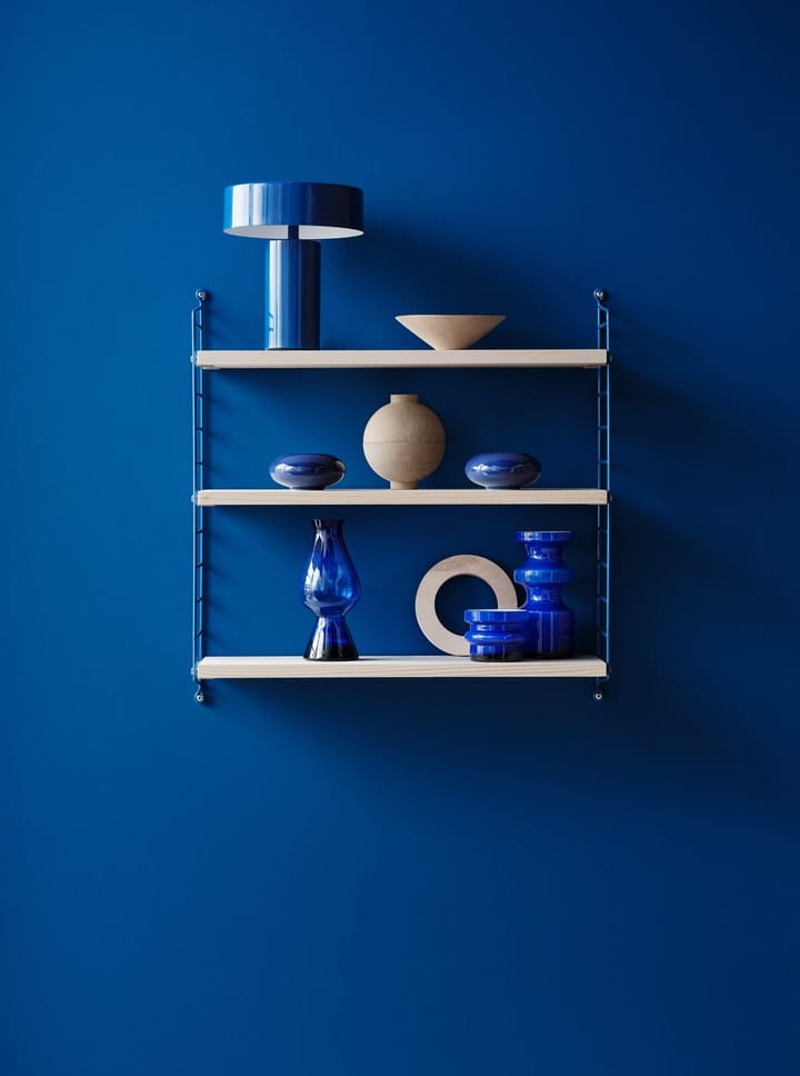 String 1949-2024 Wandregal Limited Edition 60x60x20 cm, Blue/white oiled pine String