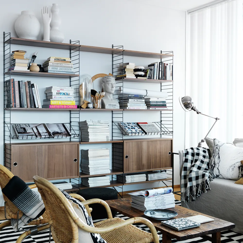 String Bodenleiter, Schwarz, 200x30 cm, 2er-Pack String