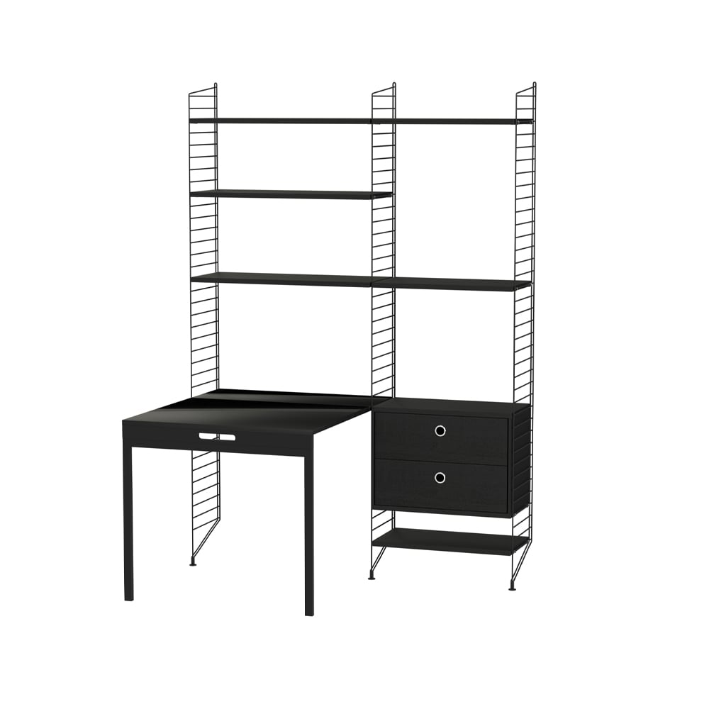 String Büro Schwarz- Kombination E | Skandinavisches Design | Schwarz