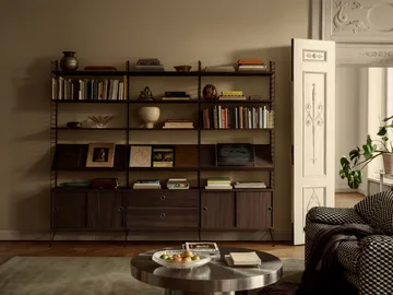 String Regalboden Metall - Dunkelbraun, 58x30, niedriger Rand - String