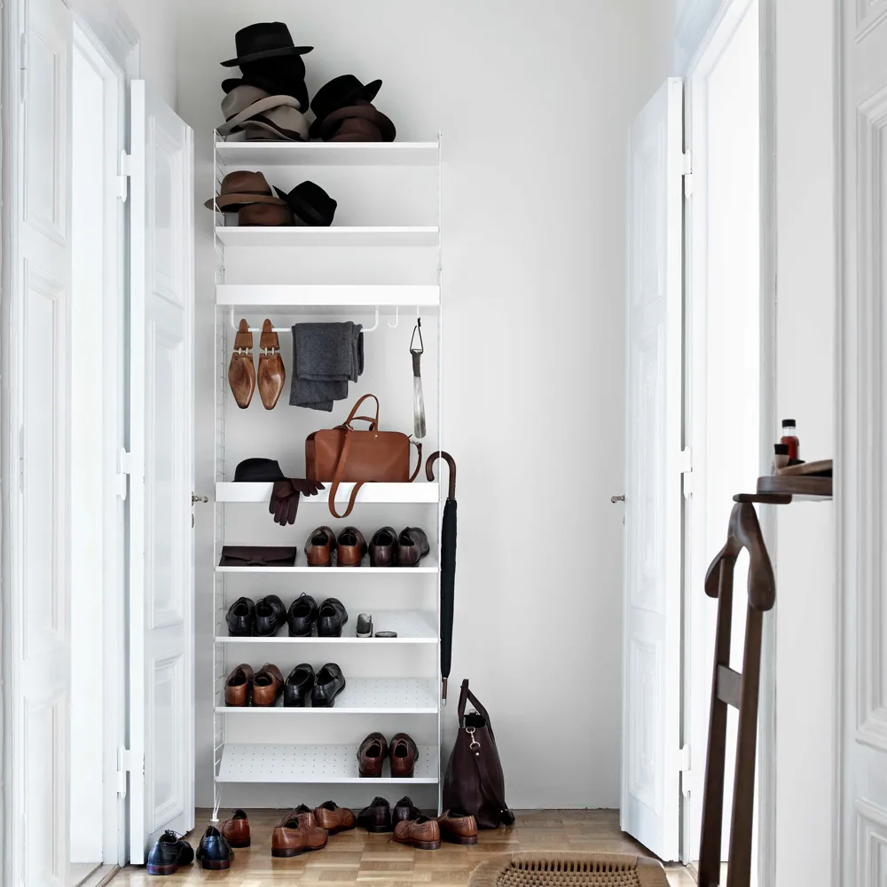 String Regalboden Metall, Weiß, 58x20 cm, hoher Rand String