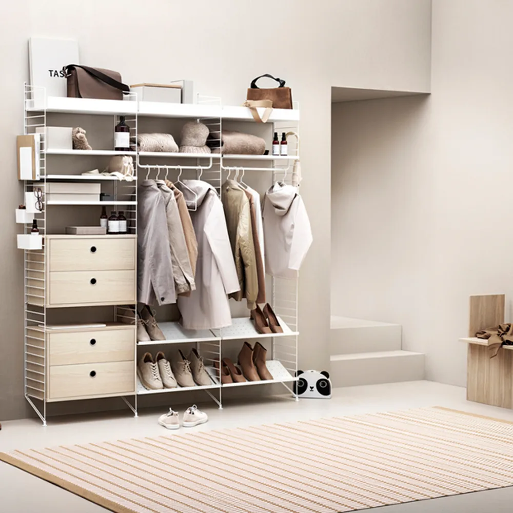 String Regalboden Metall, Weiß, 78x30 cm, niedriger Rand String