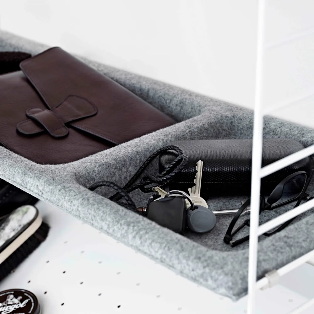 String Schalenregal, Hellgrau, Filz, 78x30cm String