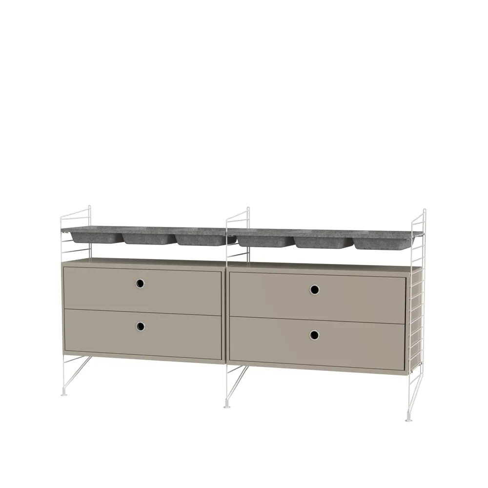 String Schlafzimmer Beige & Weiß- Kombination G String