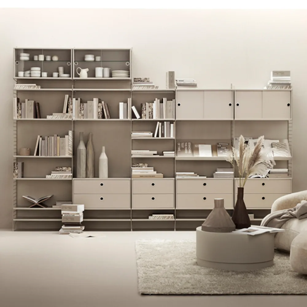 String Vitrinenschrank, Box schwarz gebeizt, 78x30 cm String