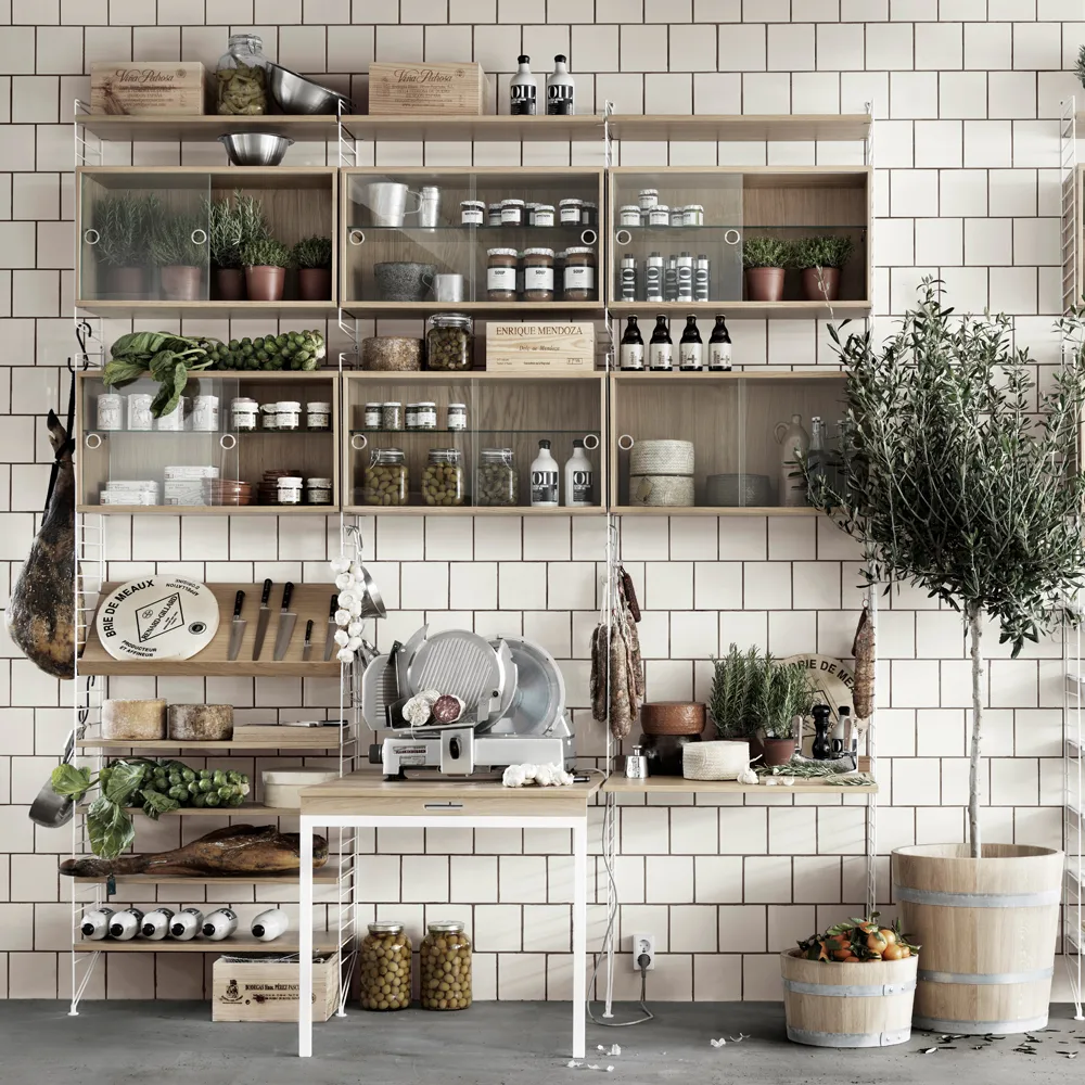 String Vitrinenschrank, Esche, 78x30 cm String