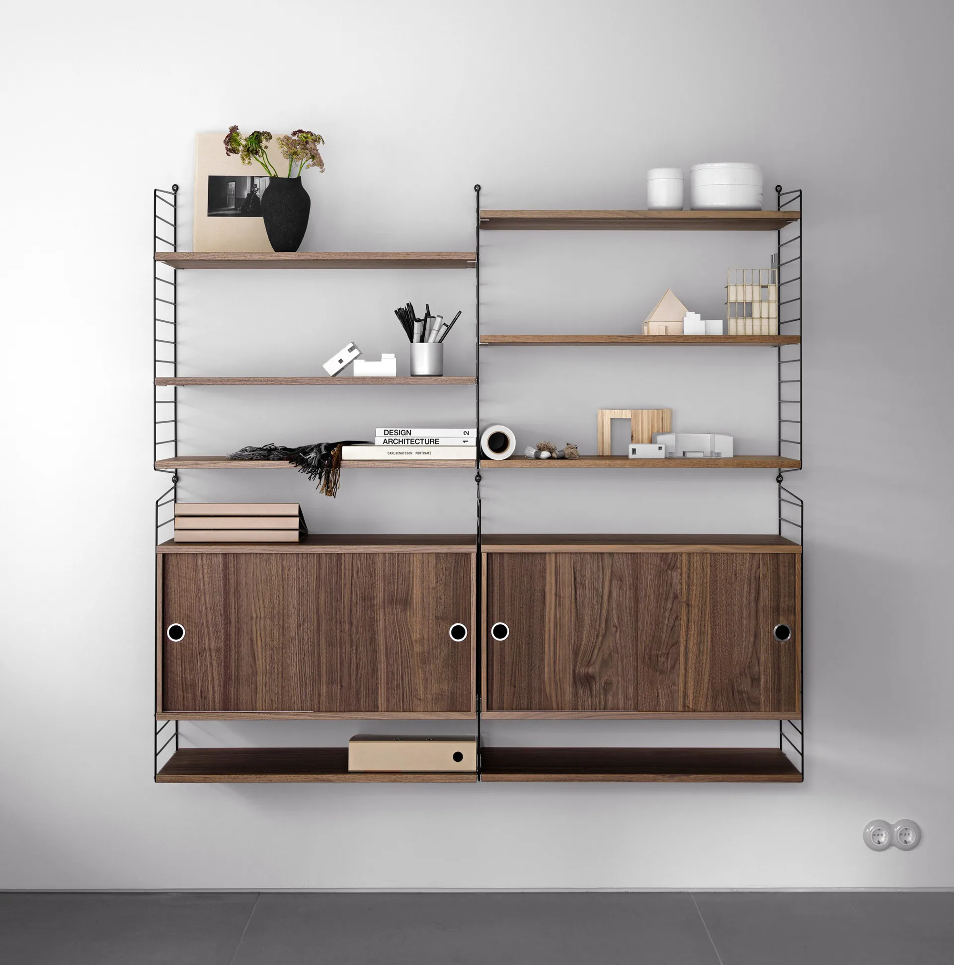 String Wandleiter, Schwarz, 75x20 cm, 1er-Pack String