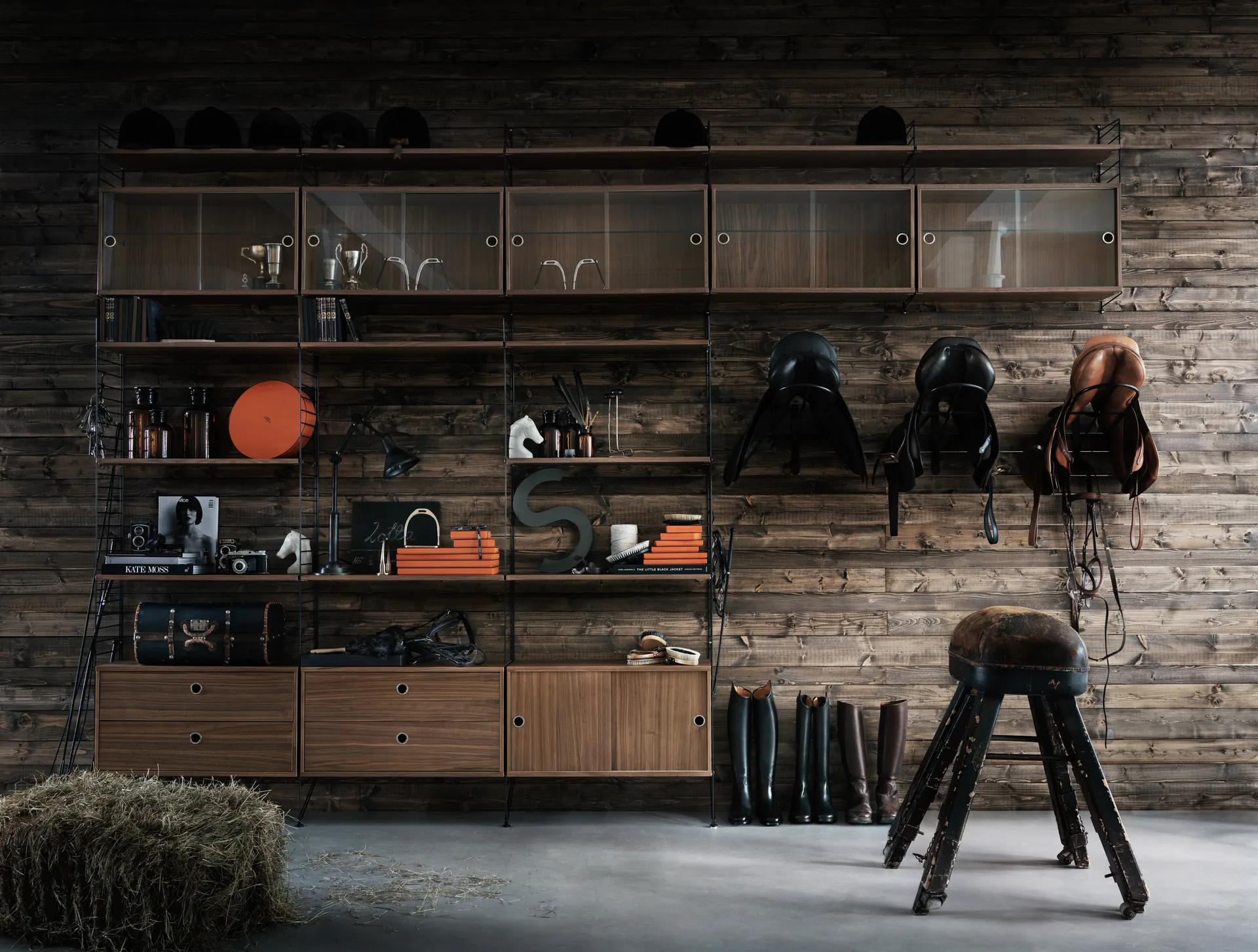 String Wandleiter, Schwarz, 75x30 cm, 1er-Pack String