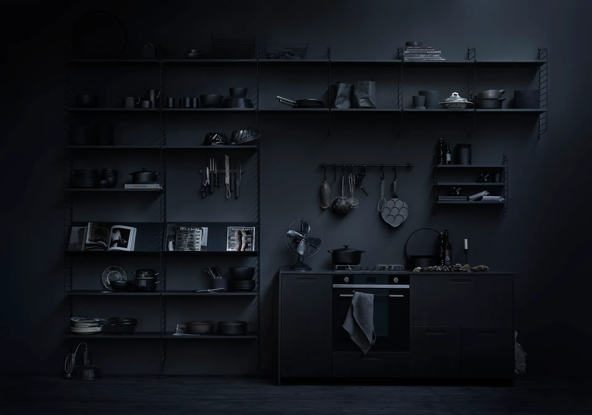 String Wandleiter, Schwarz, 75x30 cm, 1er-Pack String