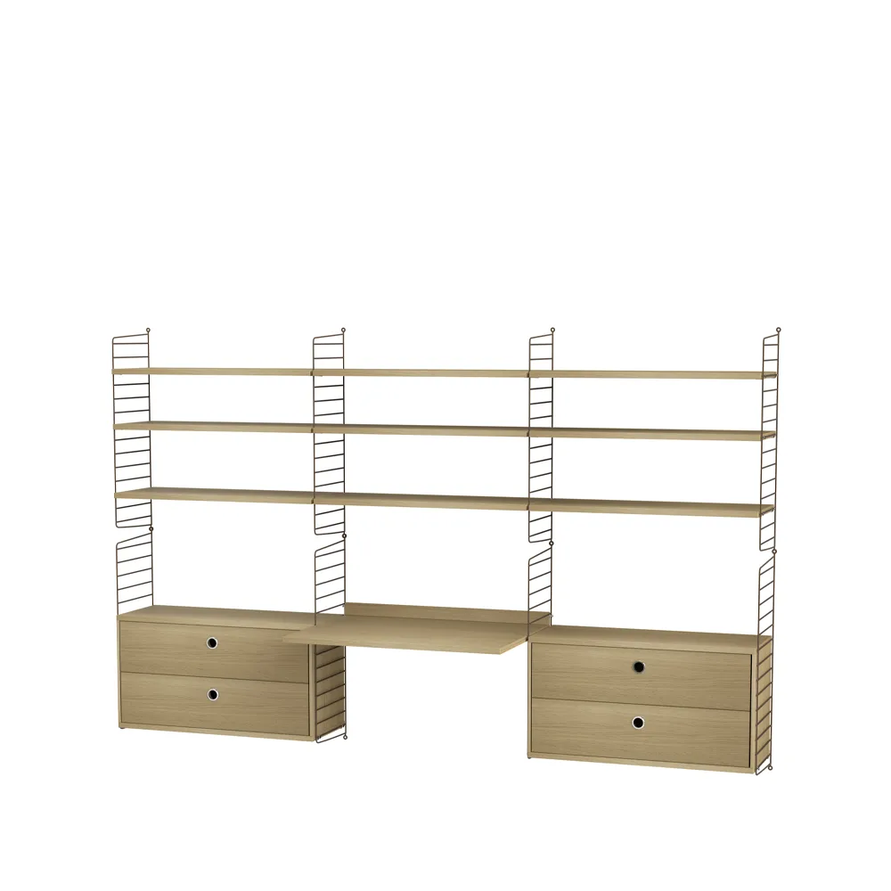 String Wohnzimmer Eiche & Braun- Kombination F,  String