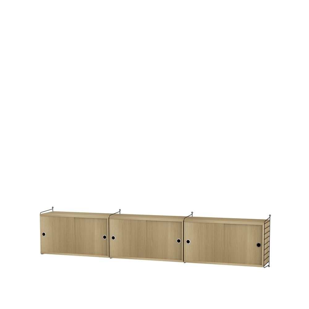 String Wohnzimmer Eiche & Schwarz- Kombination D | Skandinavisches Design | Beige