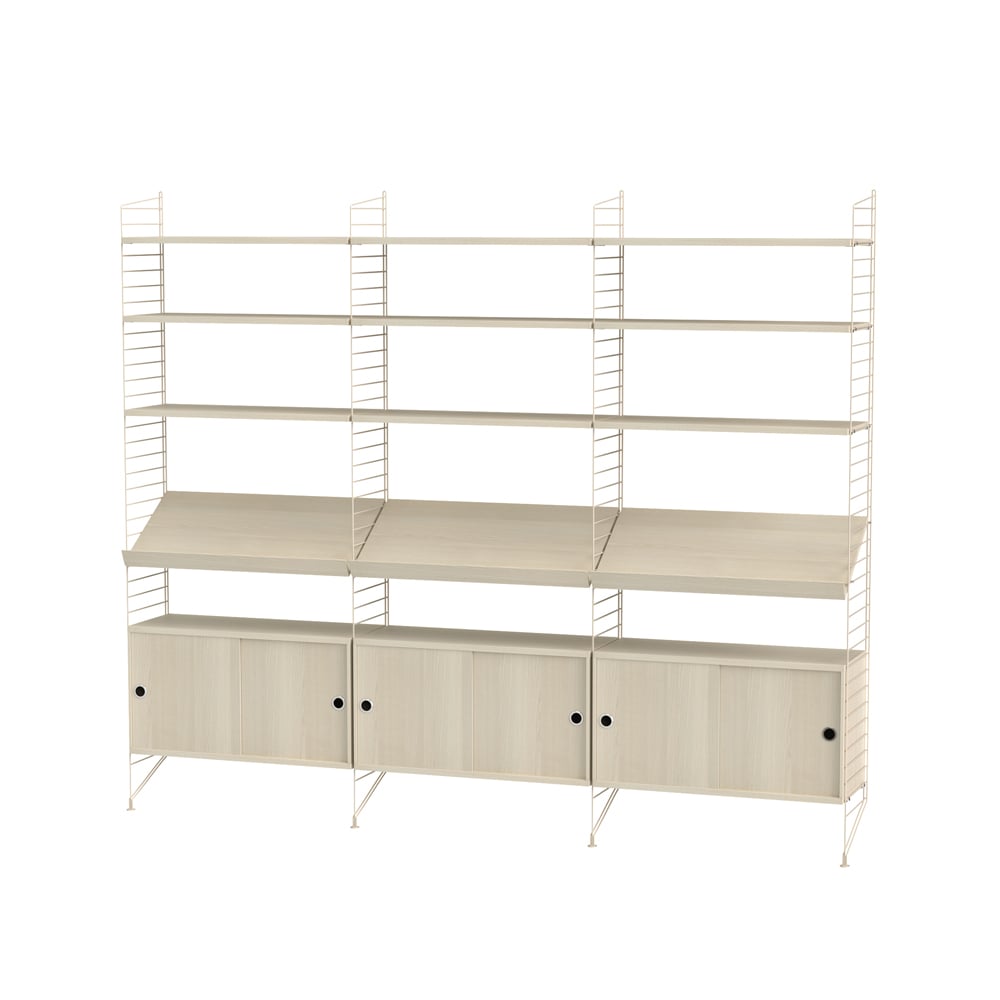 String Wohnzimmer Esche & Beige- Kombination G | Skandinavisches Design | Beige